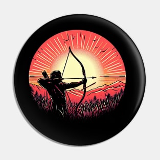 Indian Archer in Sunset Pin