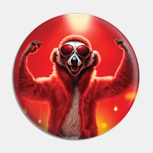 Happy lemur wearing sunglasses in disco lights Pin