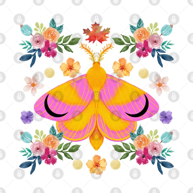 Rosy Maple Moth Forest Symmetry by TrapperWeasel