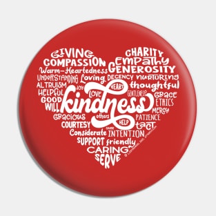 Heart Words of Kindness (white/red) Pin