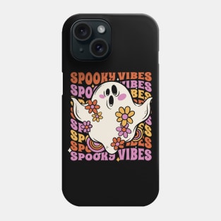 Vintage Spooky Vibes // Cute Groovy Ghost Halloween Phone Case