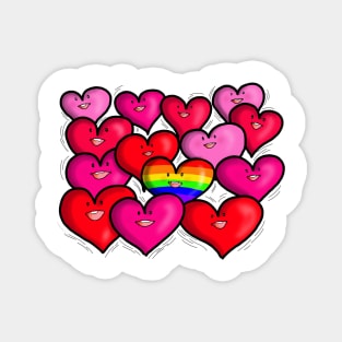 Cheerful Happy Smiling Hearts LGBTQ Magnet