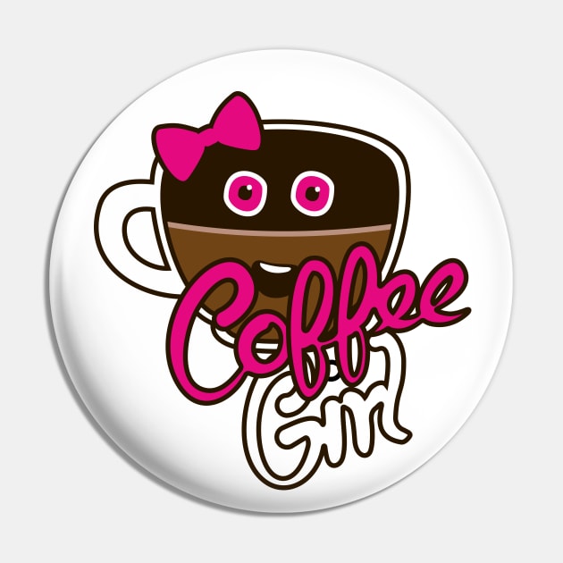 Cute Coffee GirlAddict Pin by XOOXOO