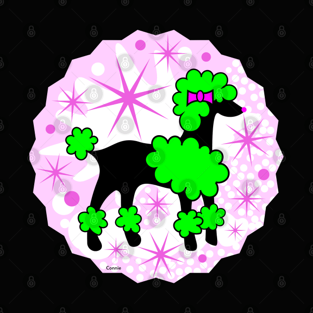 Funny Poodle with Green Hairdo by Designs by Connie