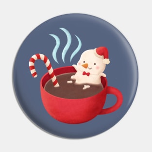 Cute Melting Snowman in Hot Chocolate Pin