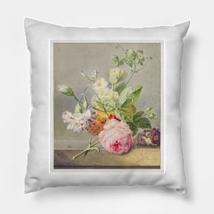 rose painting, Magnolias on Light Blue Velvet Cloth (ca. 1885) by Martin Johnson Heade Pillow