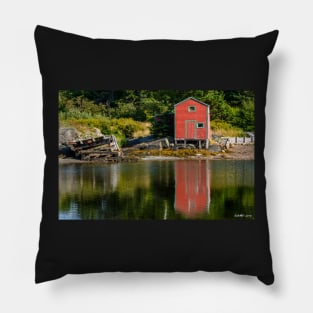 Red Shed Reflecting Pillow