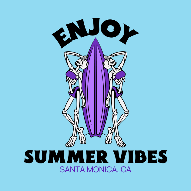 Summer Vibes Santa Monica Surfer Surf Surfing Beach by Tip Top Tee's