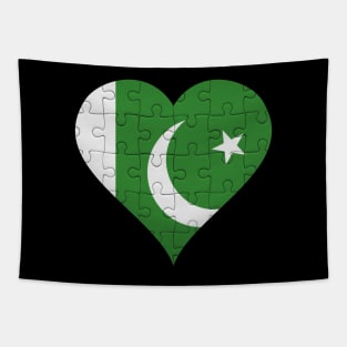 Pakistani Jigsaw Puzzle Heart Design - Gift for Pakistani With Pakistan Roots Tapestry