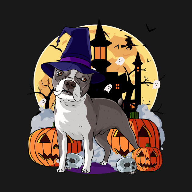 Boston Terrier Scary Halloween Witch Pumpkin by Noseking