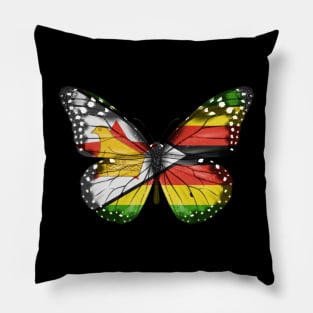 Zimbabwean Flag  Butterfly - Gift for Zimbabwean From Zimbabwe Pillow