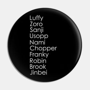 luffy zoro sanji usopp nami chopper franky robin brook jinbei Pin