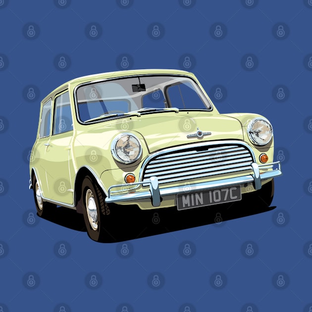 classic mini cooper in primrose by candcretro