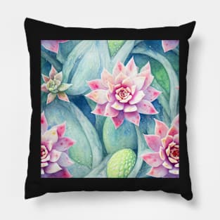 Watercolor succulent pattern Pillow