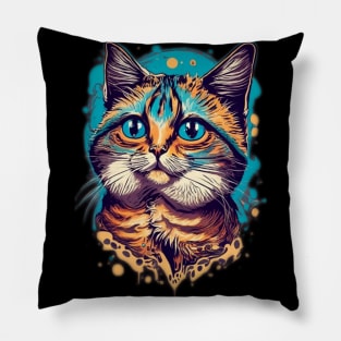 Very cute funny Cat painted colorful Pillow