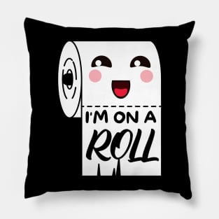 I'm on a roll - kawaii toilet paper pun Pillow