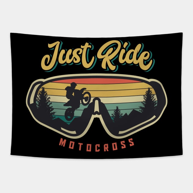 Motorcross goggles retro vintage sun stripes adventure wilderness Tapestry by SpaceWiz95