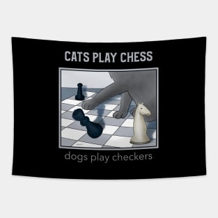 Cats play chess . . . dogs play checkers - funny cat illustration Tapestry