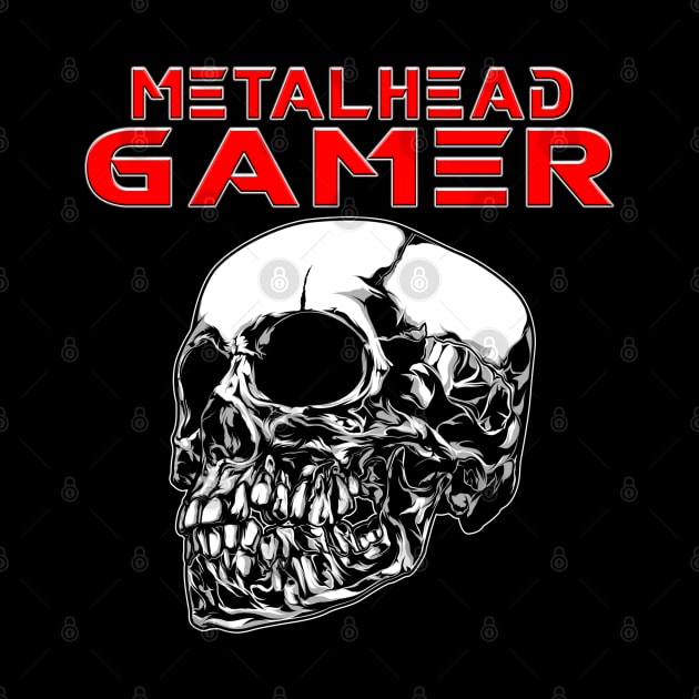 Metalhead Gamer Quarter Skull Red by Shawnsonart