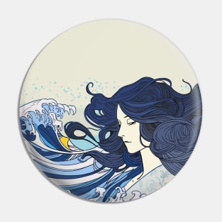 Woman and waves Pin