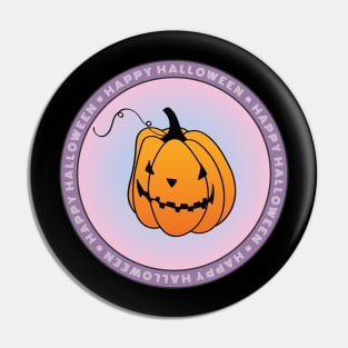 Happy Halloween Pumpkin Circle Design Pin