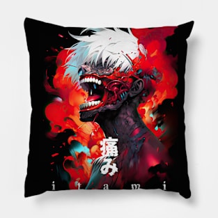 PROUD OTAKU 🖤🩸💀 ITAMI 痛み GHOUL  🖤🩸💀 IT HURTS SO MUCH🩸🩸🩸ANIME EMO ART Pillow