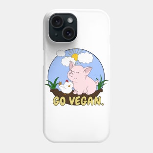 Go Vegan Cute Pig And Chicken Phone Case