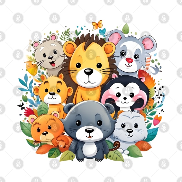 Cheerful Assembly of Cartoon Forest Animals by AIHRGDesign