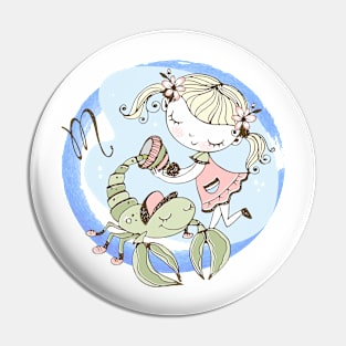 Zodiac Scorpio Cute Kid Design Horoscope Gift Pin