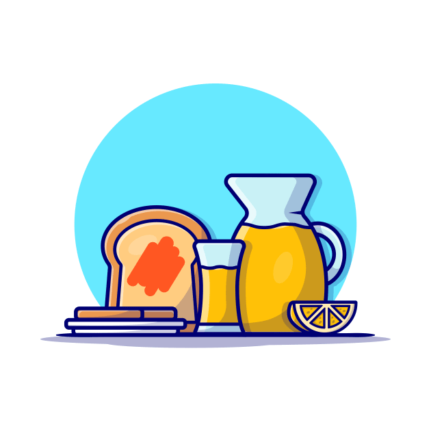 Orange Juice with Toast Bread Cartoon Vector Icon Illustration by Catalyst Labs