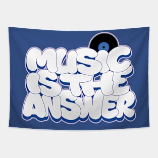 MUSIC IS THE ANSWER Graffiti lettering Tapestry