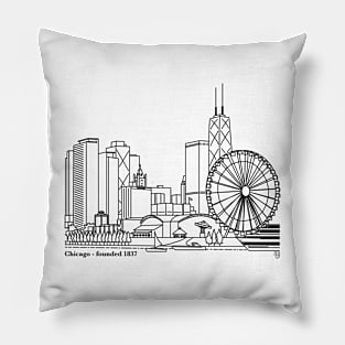 Chicago Navy Pier Outline Pillow