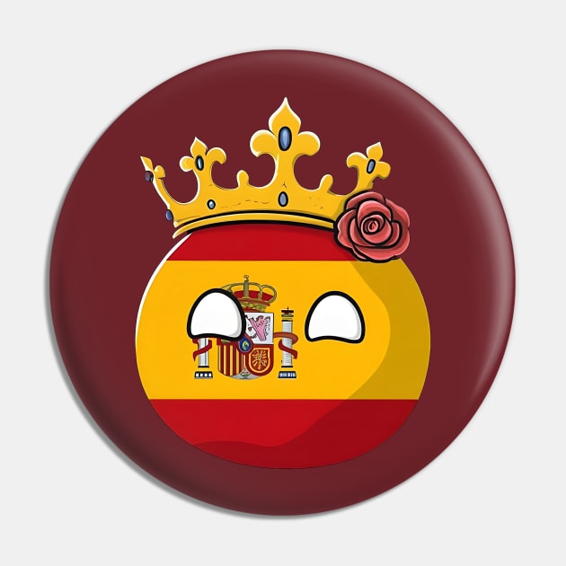 Spain Flag Queen King Monarch Rose Isabelle Spainish Polandball Countryball Pin by Polandball World