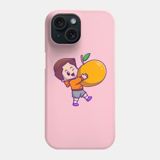 Cute Boy Holding Orange Cartoon Phone Case