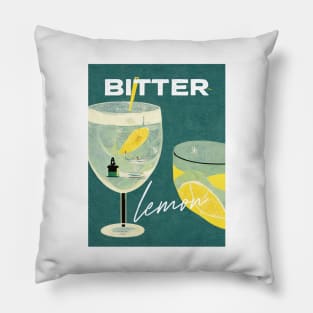 Bitter Lemon Retro Poster Lighthouse Bar Prints, Vintage Drinks, Recipe, Wall Art Pillow