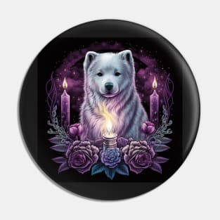 Mystifying Samoyed With Candles Pin