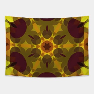 Retro Mandala Flower Yellow and Orange Tapestry