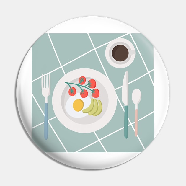 Good morning breakfast is served on checkered tablecloth Pin by TinyFlowerArt