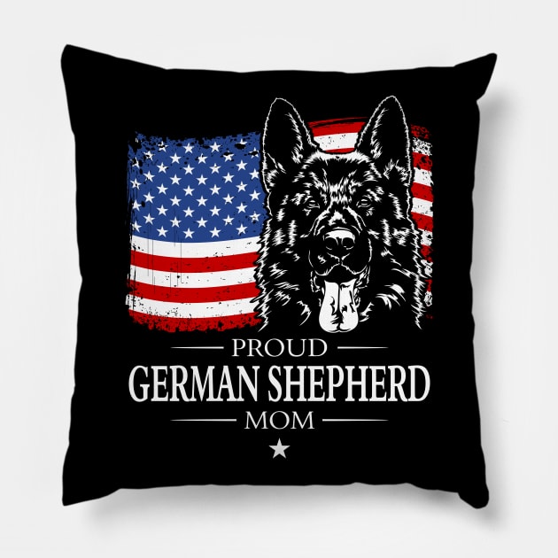 German Shepherd Mom American Flag patriotic dog Pillow by wilsigns