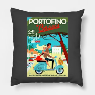 Vintage Travel Poster - Portofino Pillow