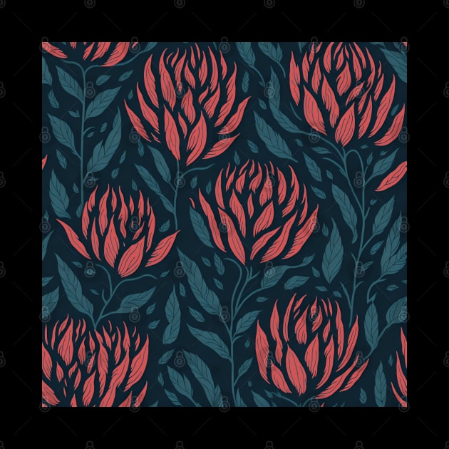 Protea Flower Seamless Pattern | South Africa National Flower | National Sport Symbol | King Protea by BraaiNinja