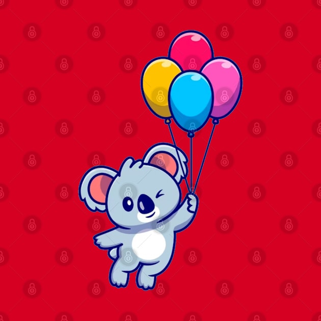 Cute koala floating with balloon by TheDesigNook