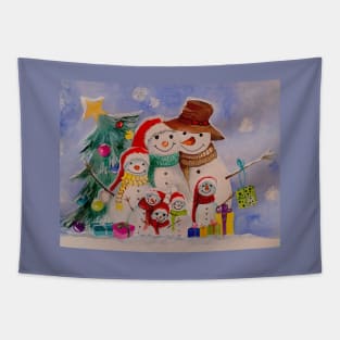 Snowman family 1 Tapestry