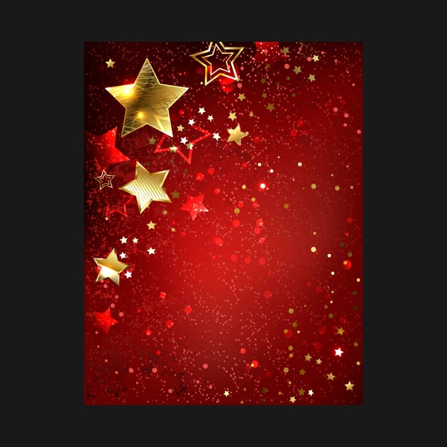 Gold Stars on a Red Background by Blackmoon9