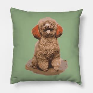 the dog sits on the ground - vector image Pillow