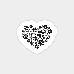 heart with black paw print Magnet