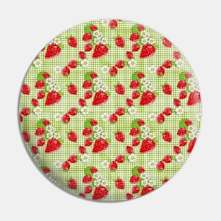 Nina's Strawberry Patch on Green Plaid Design Collection Pin