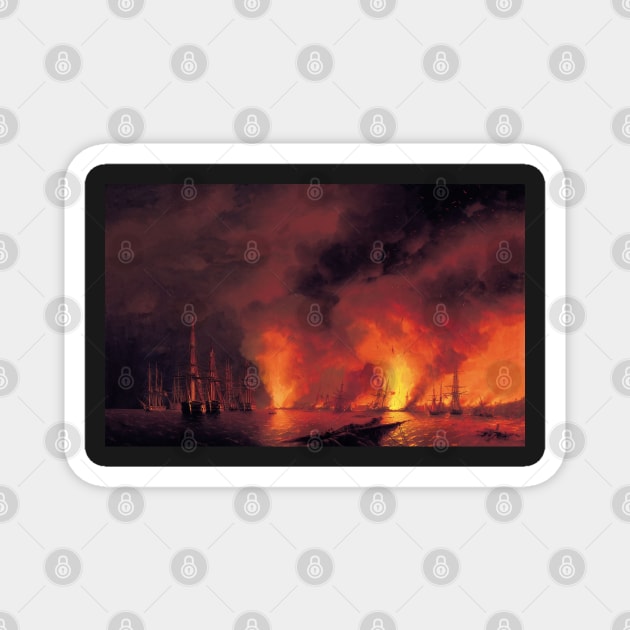 Battle Near Sinop, Ivan Aivazovsky Magnet by immortalpeaches