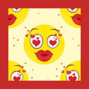 happy Valentines day kiss Emoji T-Shirt