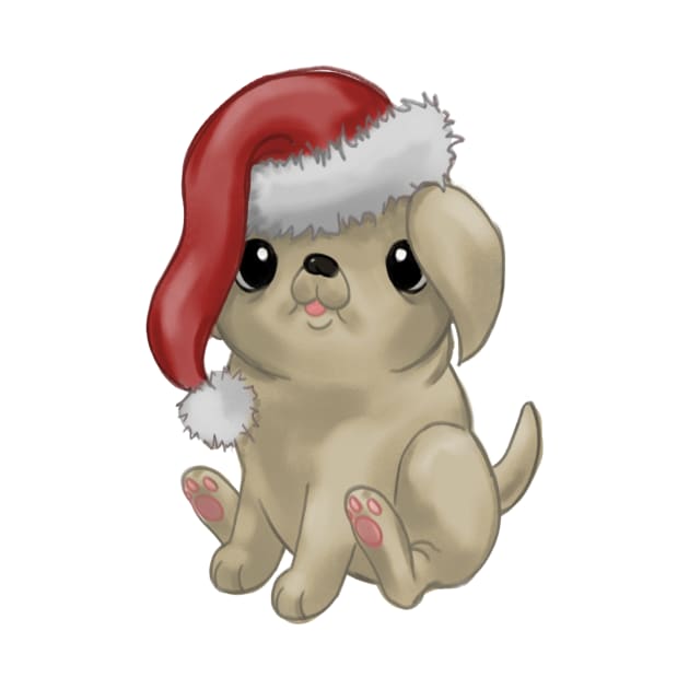 Super Cute Christmas Santa Hat Pug Puppy by Stilo29